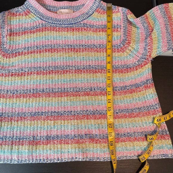 Philosophy Rainbow Striped Cotton Blend Crew Neck Pullover Knit Sweater Large - Picture 8 of 9